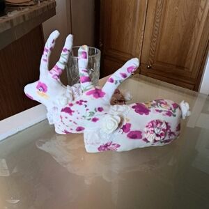 Two Cute Bunnies For Decor Or Easter Baskets 9" Long